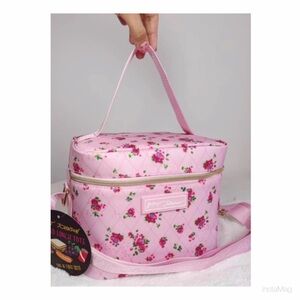 NEW Betsey Johnson Pink Floral Insulated Lunch Tote Bag w/ Crossbody Strap